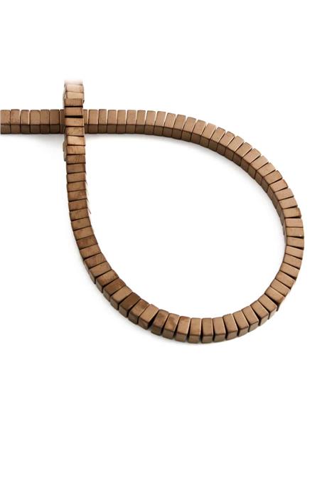 Hematite Natural Stone Matte Brown Square Dore Cut 4x2mm String Of Beads