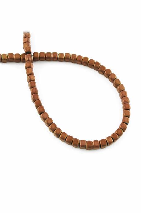 Hematite Natural Stone Matte Brown Square Cut 4x4mm String Of Beads