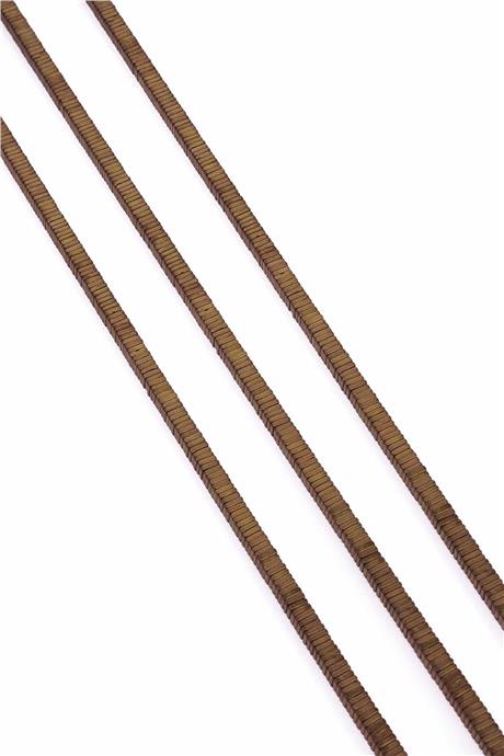 Hematite Natural Stone Matte Brown Square Dore Cut 4x1mm String Of Beads