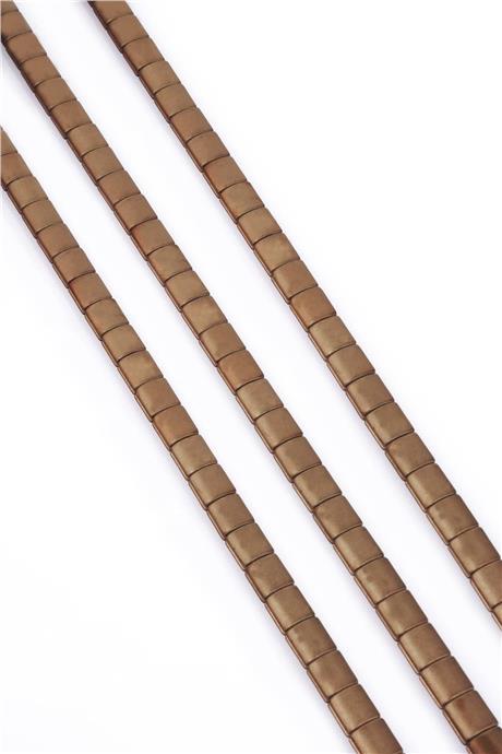 Hematit Taşı Bombeli Kare Kanallı Kesim Mat Kahverengi 7x7mm Doğal Taş Dizi