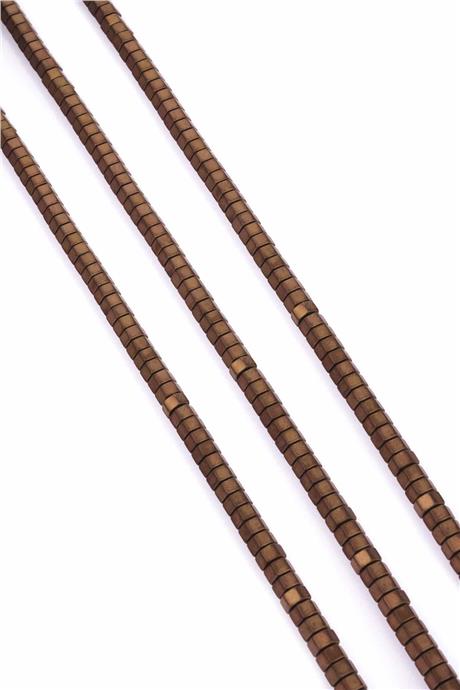 Hematite Natural Stone Matte Brown Washer Cut 6x3mm String Of Beads