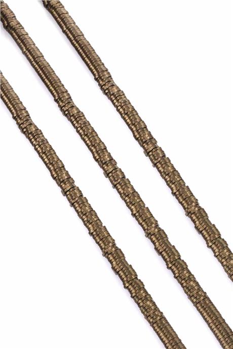 Hematite Natural Stone Matte Brown Washer Cut 6x1mm String Of Beads