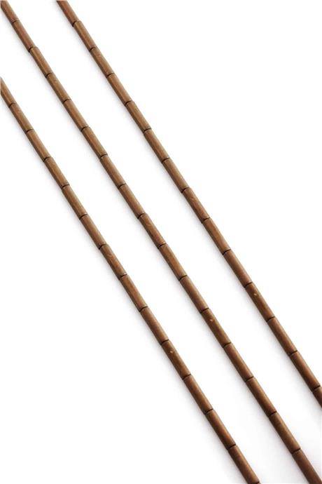 Hematite Natural Stone Matte Brown Cylinder Cut 2x8mm String Of Beads
