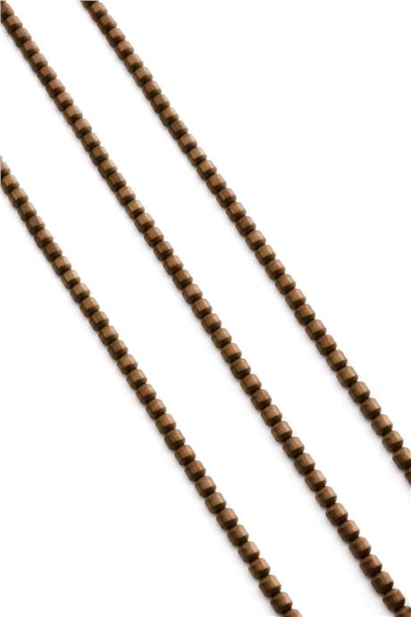 Hematite Natural Stone Matte Brown Cylinder Cut 4mm String Of Beads