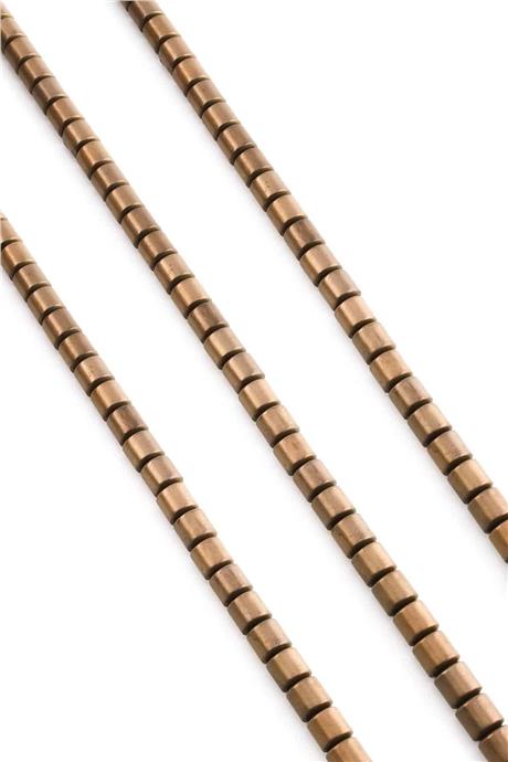 Hematite Natural Stone Matte Brown Cylinder Cut 6x6mm String Of Beads