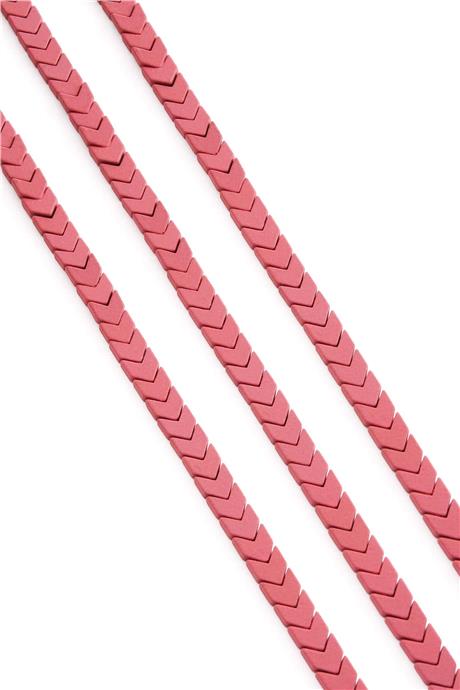 Hematit Taşı Çavuş Kesim Mat Kırmızı 6x3mm Doğal Taş Dizi