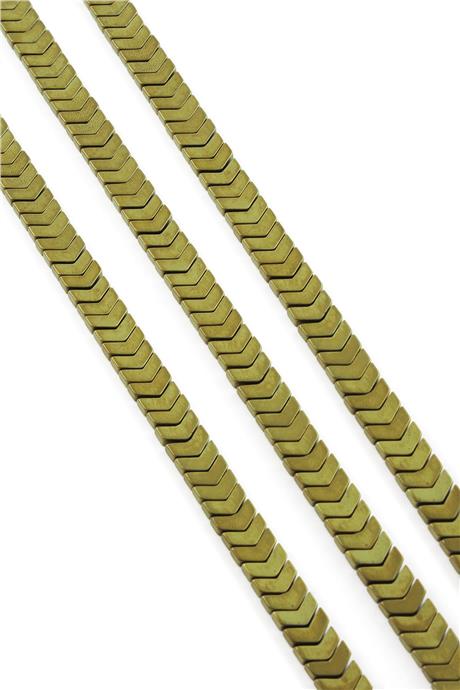 Hematit Taşı Çavuş Kesim Mat Gold 6x2mm Doğal Taş Dizi