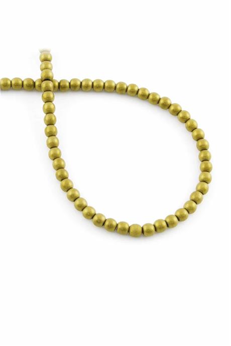 Hematite Natural Stone Matte Dark Gold Globe Cut 4mm String Of Beads