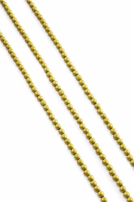 Hematite Natural Stone Matte Dark Gold Globe Cut 4mm String Of Beads