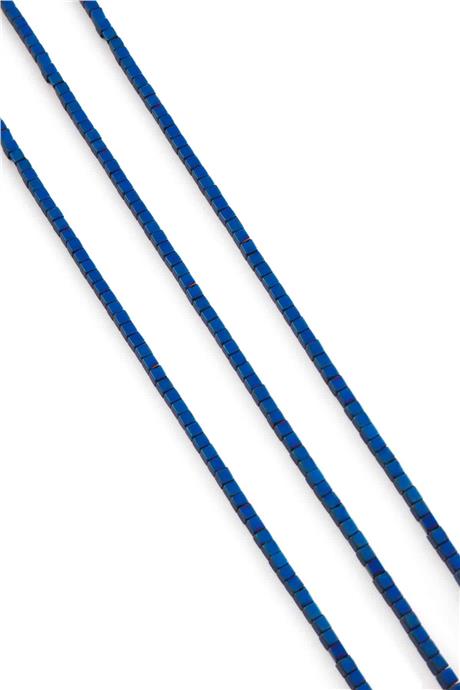 Hematite Natural Stone Matte Blue 2x2mm String Of Beads