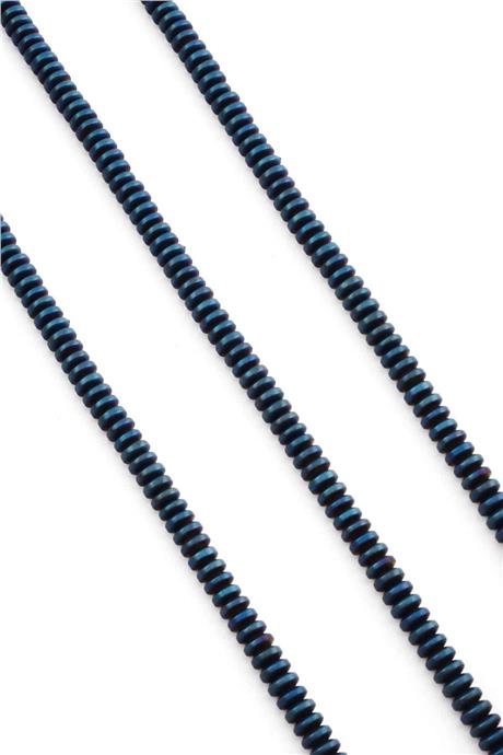 Hematite Natural Stone Matte Blue 4x2mm String Of Beads