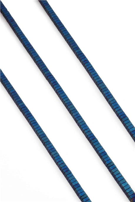 Hematite Natural Stone Matte Blue 4x2mm String Of Beads