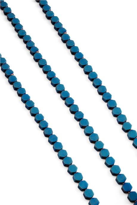 Hematite Natural Stone Matte Blue 5x5mm String Of Beads