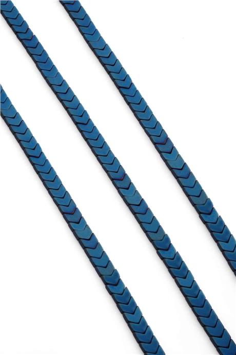 Hematite Natural Stone Matte Blue Sergeant Cut 6x3mm String Of Beads