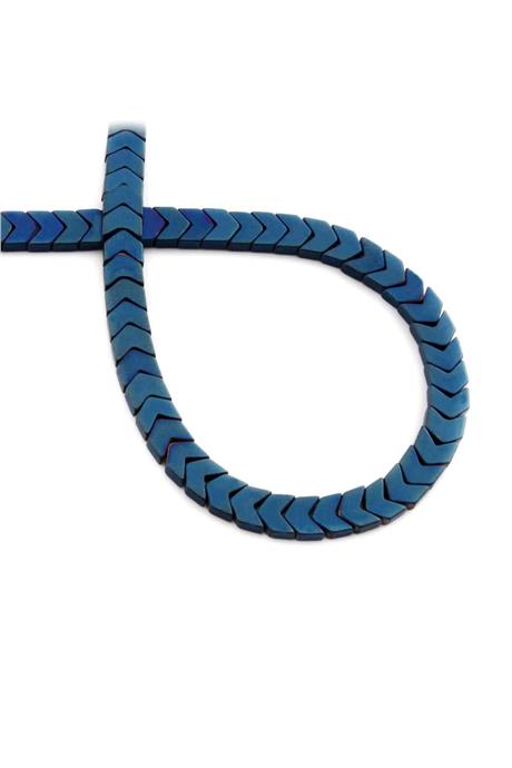 Hematite Natural Stone Matte Blue Sergeant Cut 6x3mm String Of Beads