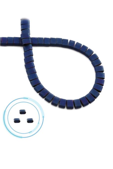 Hematite Natural Stone Matte Blue Double Hole 6x4mm String Of Beads