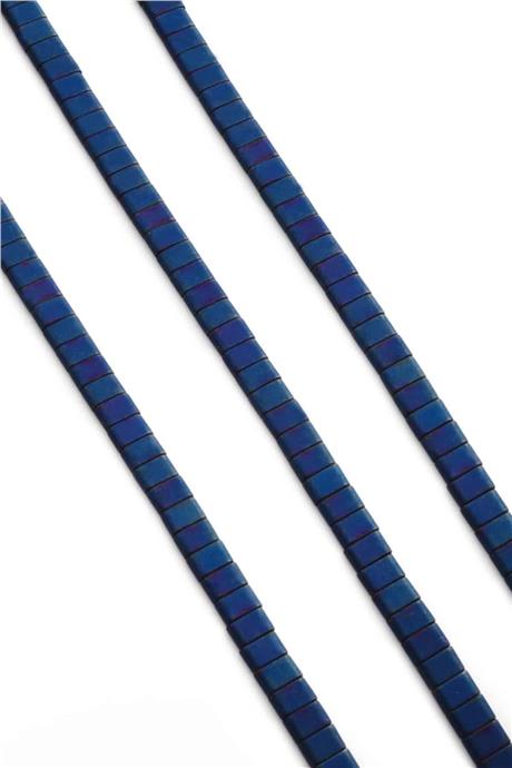 Hematite Natural Stone Matte Blue Double Hole 6x4mm String Of Beads