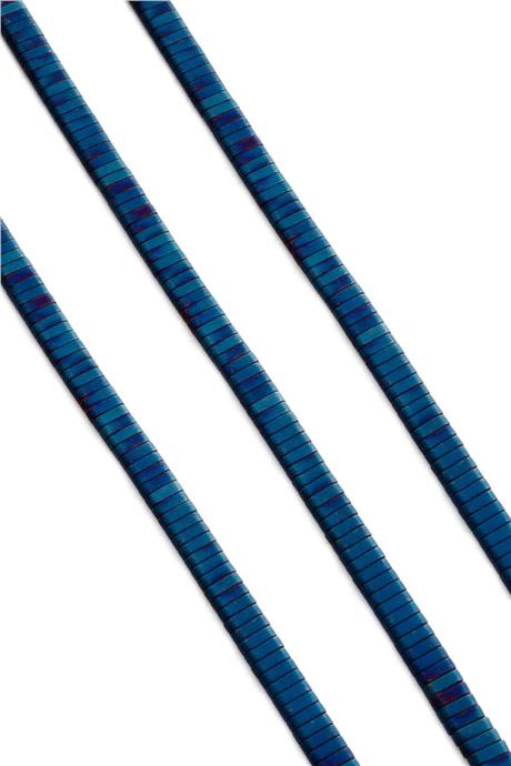 Hematite Natural Stone Matte Blue Double Hole 6x2mm String Of Beads