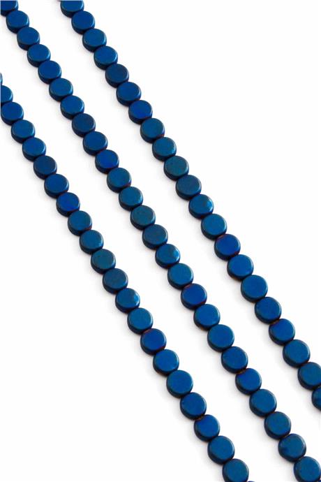 Hematit Doğal Taş Mat Mavi Daire Kesim 6mm Dizi