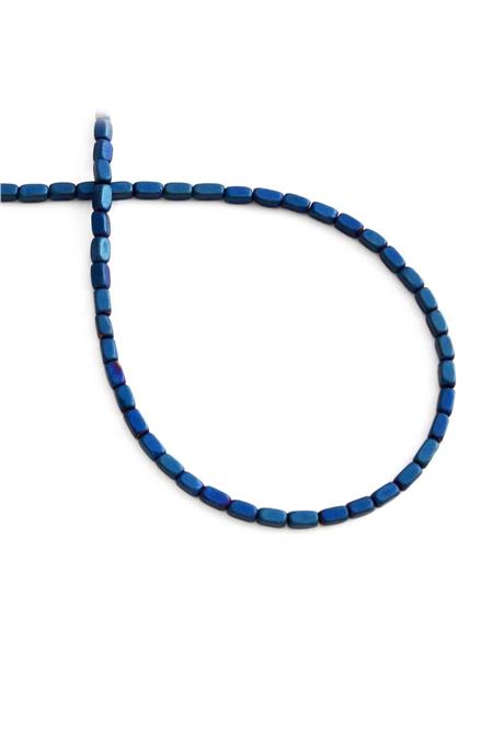 Hematite Natural Stone Matte Blue Rectangular Cut 2x4mm String Of Beads