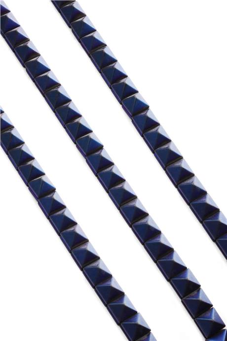 Hematit Taşı Kanallı Piramit Kesim Mat Mavi 8x8mm Doğal Taş Dizi