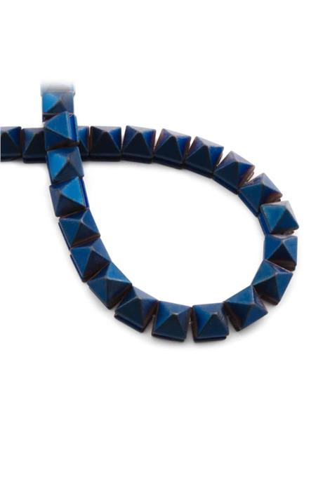 Hematit Taşı Kanallı Piramit Kesim Mat Mavi 8x8mm Doğal Taş Dizi