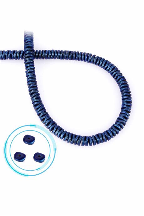 Hematite Natural Stone Matte Blue Washer Cut 6x2mm String Of Beads