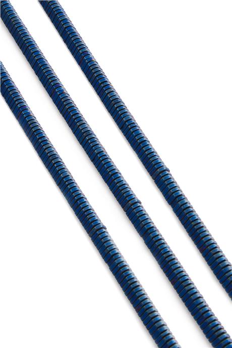 Hematite Natural Stone Matte Blue Triangle Washer Cut 6x1mm String Of Beads