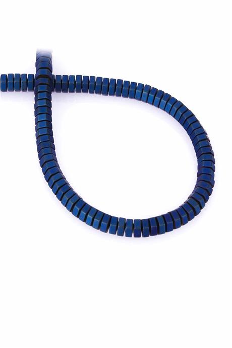 Hematite Natural Stone Matte Blue Vida Washer Cut 6x2mm String Of Beads