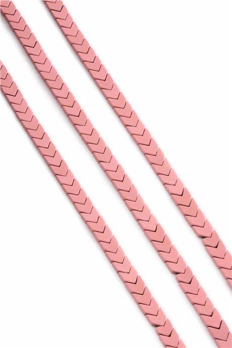 Hematit Taşı Çavuş Kesim Mat Pembe 6x3mm Doğal Taş Dizi