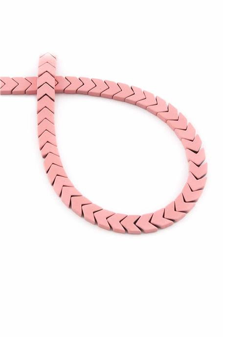 Hematit Taşı Çavuş Kesim Mat Pembe 6x3mm Doğal Taş Dizi