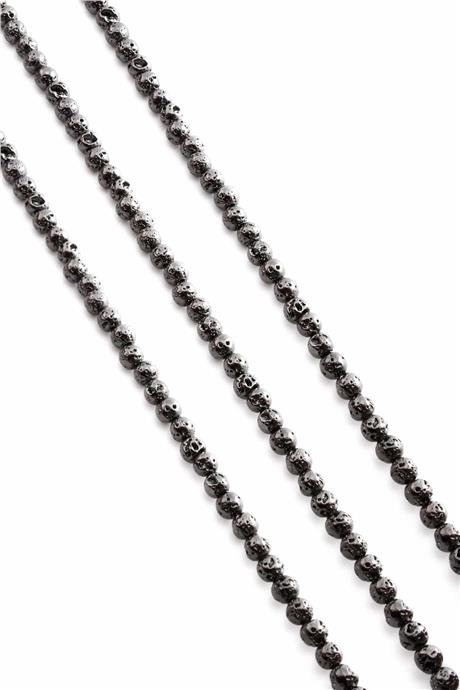 Hematite Natural Stone Matte Rough Smoked 4mm String Of Beads