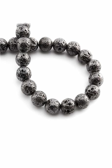 Hematite Natural Stone Matte Rough Smoked Globe Cut 10mm String Of Beads
