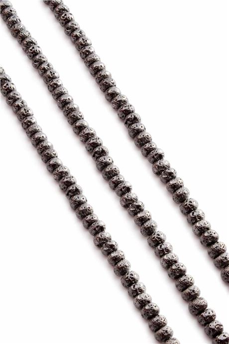 Hematite Natural Stone Matte Rough Smoked Washer Cut 6x4mm String Of Beads