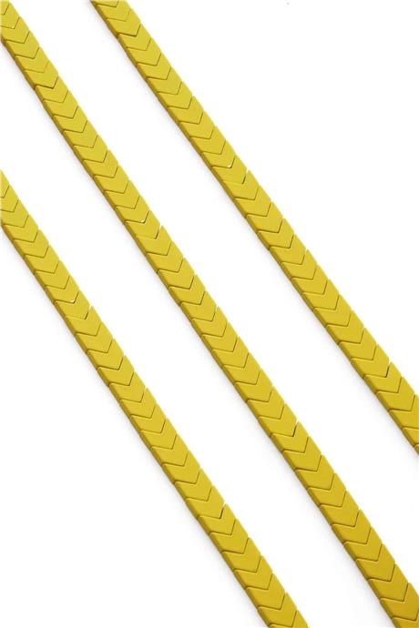 Hematite Natural Stone Matte Yellow Sergeant Cut 6x3mm String Of Beads