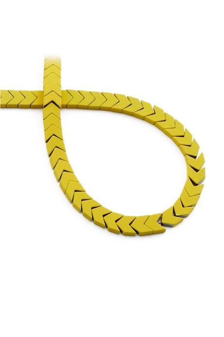 Hematite Natural Stone Matte Yellow Sergeant Cut 6x3mm String Of Beads