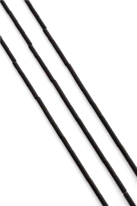 Hematite Natural Stone Matte Black 2x8mm String Of Beads