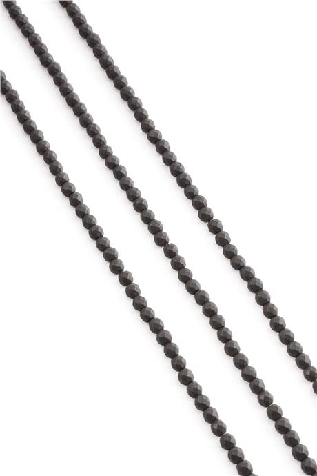 Hematit Taşı Faset Küre Kesim Mat Siyah 4mm Doğal Taş Dizi