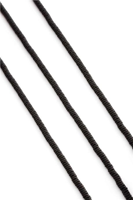 Hematite Natural Stone Matte Black 4x1mm String Of Beads