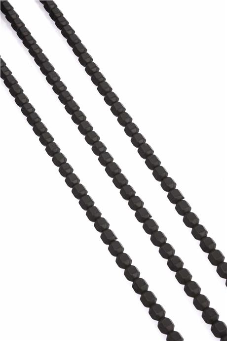 Hematit Taşı Özel Kesim Mat Siyah 6x6mm Doğal Taş Dizi