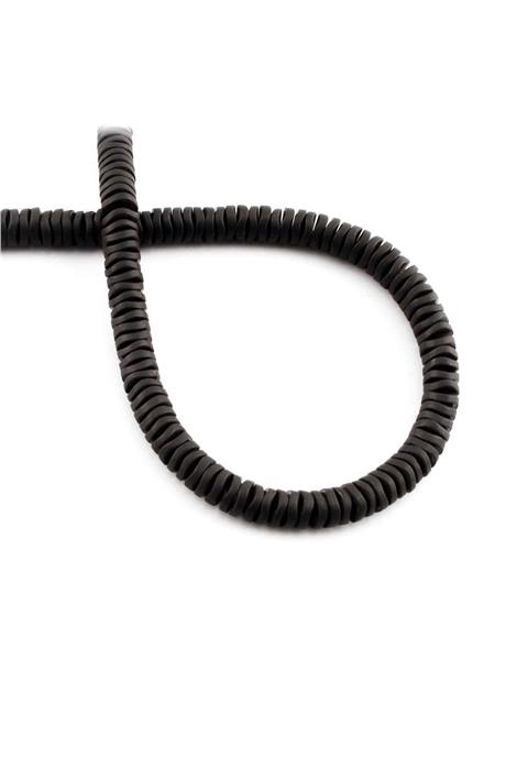 Hematite Natural Stone Matte Black 6x1mm String Of Beads
