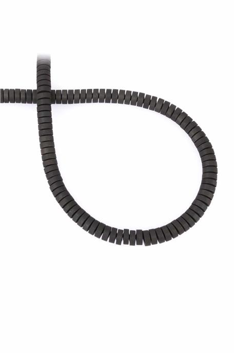 Hematite Natural Stone Matte Black 6x2mm String Of Beads