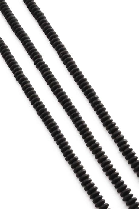 Hematite Natural Stone Matte Black 6x2mm String Of Beads