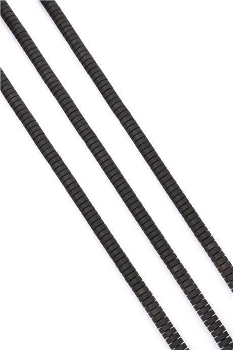 Hematite Natural Stone Matte Black 6x2mm String Of Beads