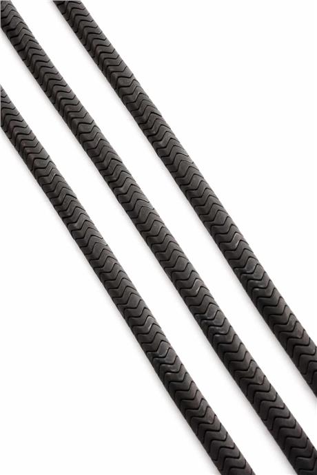 Hematite Natural Stone Matte Black 6x2mm String Of Beads