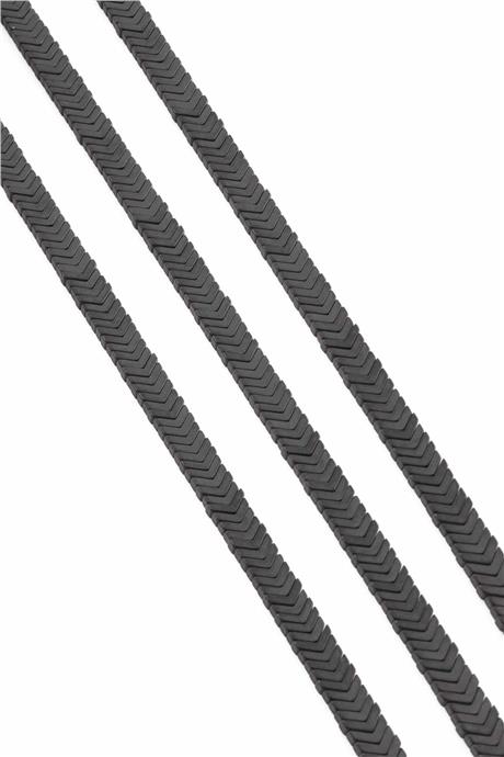 Hematit Taşı Çavuş Kesim Mat Siyah 7x1mm Doğal Taş Dizi