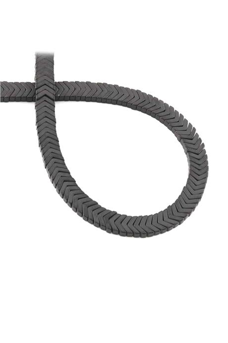 Hematit Taşı Çavuş Kesim Mat Siyah 7x1mm Doğal Taş Dizi