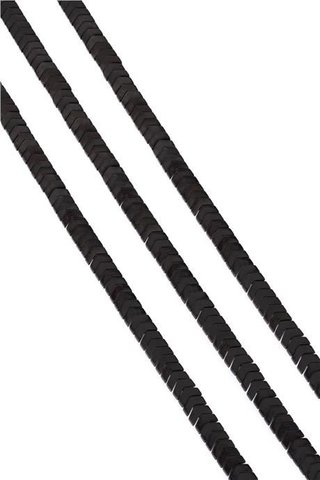 Hematit Taşı Çavuş Kesim Mat Siyah 6x2mm Doğal Taş Dizi