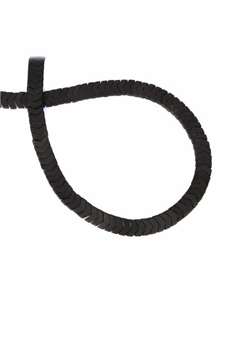 Hematit Taşı Çavuş Kesim Mat Siyah 6x2mm Doğal Taş Dizi