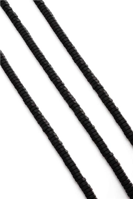 Hematite Natural Stone Matte Black Hexagon Cut 6x2mm String Of Beads